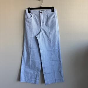 J. Crew Striped Wide Leg Pants High Rise Cropped Leg Blue Preppy 24 NWT